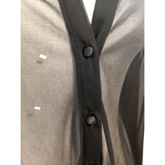 The Limited Black Mesh Beaded Blouse Sheer Button Up Gothic Whimsygoth XL - Picture 5 of 12